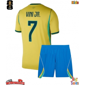 Brazil Vinicius Junior #7 Replica Home Stadium Kit for Kids World Cup 2026 Short Sleeve (+ pants)